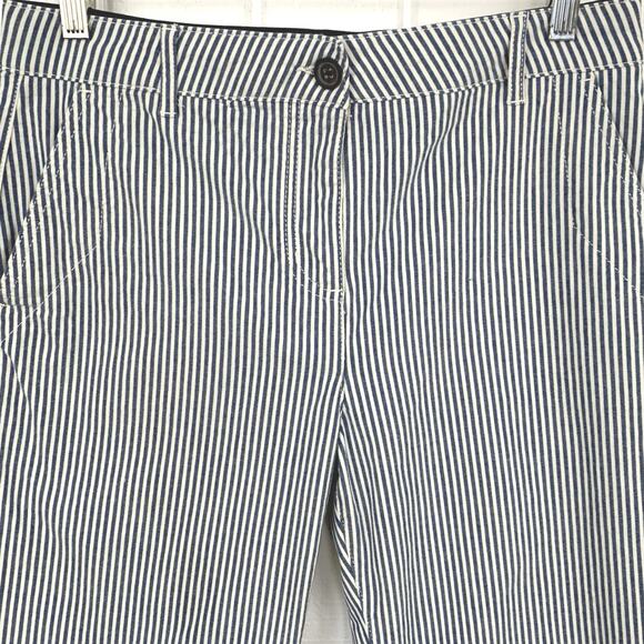 Boden Women Pant Denim Jeans Nautical Railroad Stripe Blue Coastal Preppy Size 8 - Picture 2 of 8